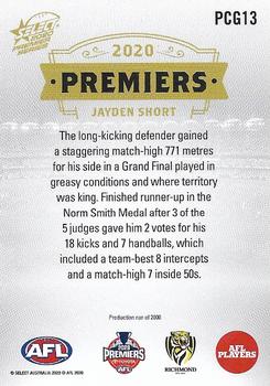2020 Select Premiers Richmond Tigers #PCG13 Jayden Short Back